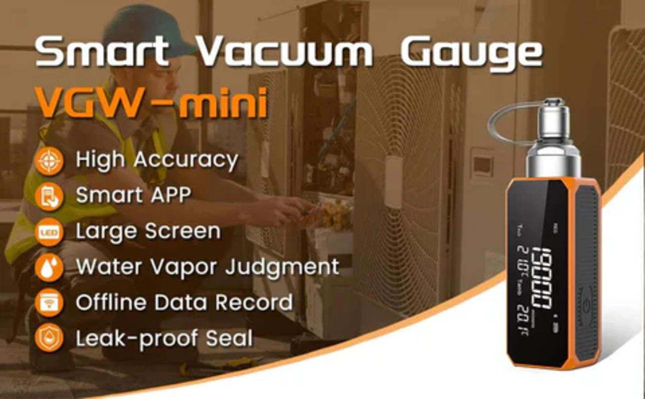 Elitech Vacuum Microns Digital Microns Gauge HVAC Refrigerant Vacuum Tester  1/4 SAE, VGW-Mini